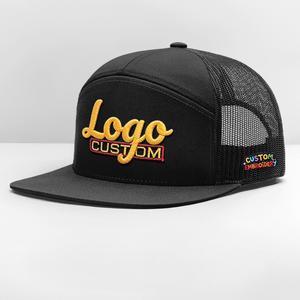 Gorras Trucker Personalizadas con Logotipo Bordado en 3D de Alta Calidad, Gorras Snapback Negras Estructuradas de 7 Paneles para Adultos, 100% Algodón, con Apliques - Product Image 1
