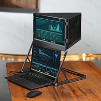 Monitor Portátil Triple de 15.6 Pulgadas para Laptop, Pantalla FHD IPS Extensible, Doble Tipo-C HDMI, Diseño Metálico Plegable para Windows y MacOS