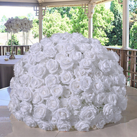 Boule de fleurs artificielles en soie blanche de haute qualité, en tissu durable, pour centres de table de mariage et décorations de mariage pour la fête des pères