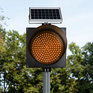 High Quality 300mm Led Solar Yellow Road Traffic Flash Warning Light