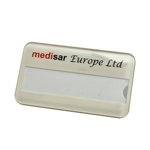 Conception personnalisée en usine Nom de l'entreprise Badge acrylique durable insérable Film antioxydant transparent avec goupille de sécurité ou aimant - Product Image 1