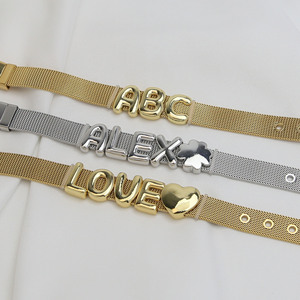 <span class=keywords><strong>Nome</strong></span> personalizzato personalizzato placcato in oro delizia scorrevole Slider amicizia lettere di smalto iniziale Charm braccialetti donne - Product Image 3