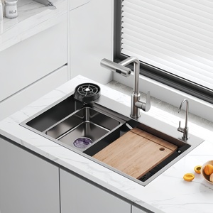Évier de cuisine de style nouveau en acier inoxydable 304 nano épaissi, grande cuve unique multifonctionnelle pour usage domestique - Product Image 1