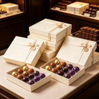 Boîte d'emballage carrée pour bonbons au chocolat, boîte à bonbons au chocolat avec séparateur, pressée à chaud, idéale pour offrir en cadeau et pour la pâtisserie