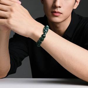 Pulsera de Jadeíta Natural con Diseño de Huesos de Dragón, Jade Azul Agua, UNISEX, Diseño Original, Estilo Chino, con Certificado de Tasación SL97 - Product Image 4