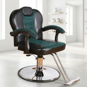 Fauteuil de Barbier Moderne en Similicuir Rouge et Noir, Réglable en Hauteur avec Base Ronde, Mobilier de Salon - Product Image 1