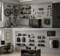 Panneau mural en PVC imperméable à découpe facile, système de rangement mural modulaire à clipser pour garage, bureau et espaces commerciaux