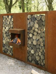 Garden <strong>Outdoor</strong> Warming Corten Steel <strong>Fireplace</strong> &amp; BBQ Grill - Product Image 6