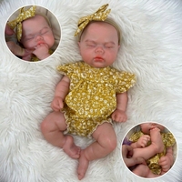 Poupée Reborn Fille de 13 pouces en Silicone Platine 100% Réaliste, Peinte à la Main, Jouet Doux pour Jeu d'Imitation