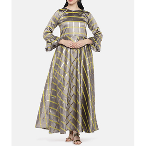 mujeres vestido de camiseta a rayas de manga larga cuello redondo Falda larga, casual vestido de las mujeres - Product Image 1