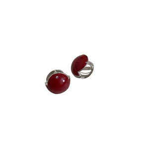 S925 Sterling <b>Silver</b> <b>Stud</b> <b>Earrings</b> Wine Red Glaze Geometric Shape Everyday Wear - Product Image 5
