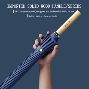 <span class=keywords><strong>Paraguas</strong></span> <span class=keywords><strong>de</strong></span> 24 Varillas, Mango Largo, Varilla Recta Ampliada, Color Sólido Denso, Super Impermeable, Manual, en Caja - Product Image 4