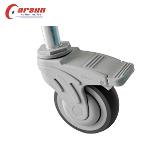 Hospital Equipamentos Médicos Rodízio Rodas 100mm Giratória e Rígida Bloqueio Central com Aço e Borracha Grip Anel Stem Rodízios - Product Image 2
