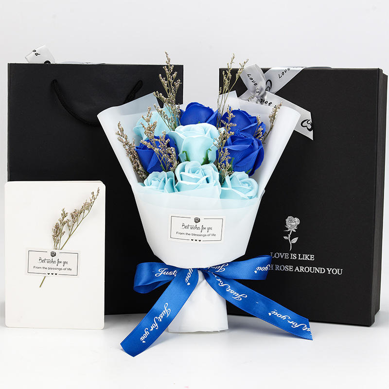 ช่อดอกไม้สีขาวด้าน 9 ช่อ ซีรีส์สีน้ำเงิน