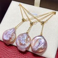 Pendentif en or 14 carats à haute brillance avec perle d'eau douce naturelle Edison, couleur magique rose-violet, style français baroque