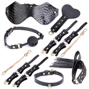 Cheap Bondage SM Game Suit Restricción Kit Juegos sexuales para adultos Fetish Slave BDSM PU Cuero Juguetes sexuales - Product Image 2