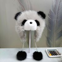 Lindo Gorro de Invierno con Orejeras de Panda, Gorro Ushanka Cálido, Orejeras Suaves de Piel Sintética, Gorro de Aviador Unisex para Viajes al Aire Libre y Ciclismo
