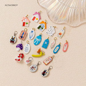 Tiny Home Anthology | 18K PVD Gold Plated Stainless Steel Hand Painted Pendant House, Pet & Daily Life Charms for Jewelry Making - Product Image 4