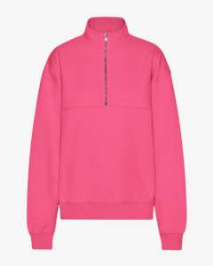 Sudadera personalizada con cremallera de un cuarto para mujer, con detalle de solapa frontal, hombros caídos, algodón de alto gramaje, estilo oversize, streetwear, tipo jersey - Product Image 4