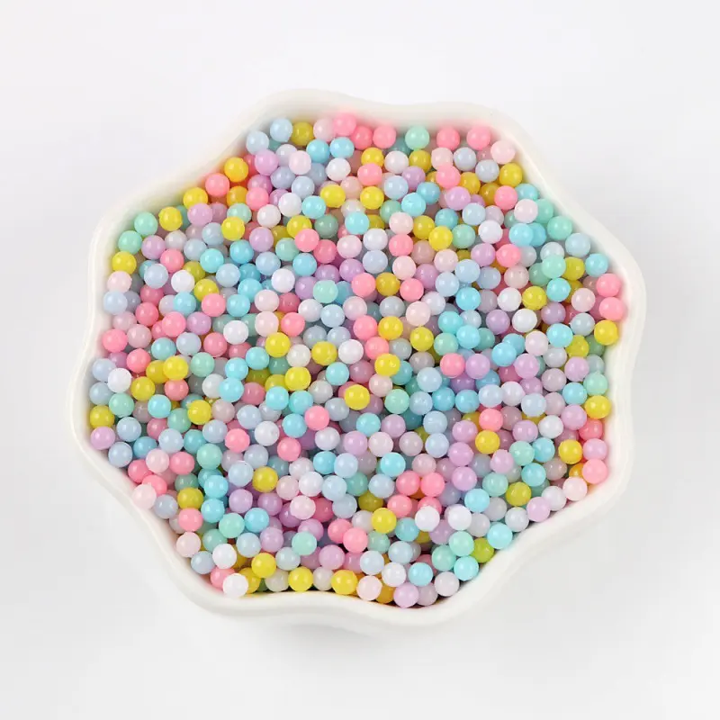 Factory direct sale solid color 3mm 4mm 5mm 8mm white pink colorful loose craft pearl round plastic no hole bead