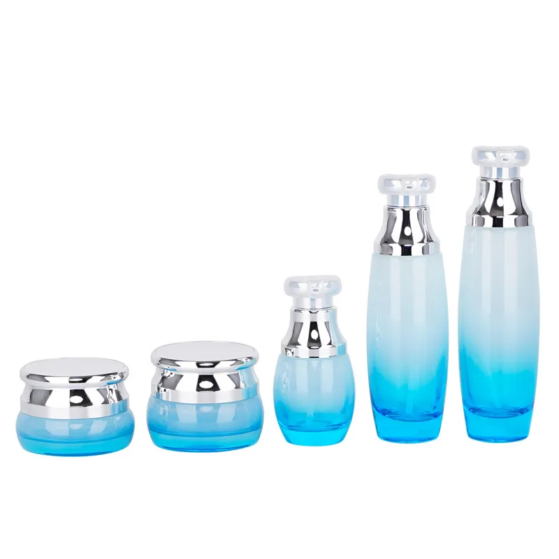 Cam cilt takım elbise paketi malzeme 50g krem kavanoz 40-125 - ml özü süt hidrolik pompa kozmetik ambalaj cam şişe