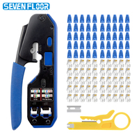 Kit d'outils de sertissage RJ45 RJ11 RJ12, dénudeur de fils manuel en acier, coupe-câbles pour câbles LAN Ethernet et téléphoniques, avec boîte