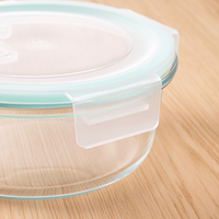 Pot de conservation alimentaire en verre cylindrique, écologique, compatible micro-ondes, pour enfants, avec couvercle en plastique, à un seul niveau