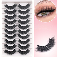 D Curl Winged Cat Eye Dicke, flauschige Faux-Nerz-Wimpernstreifen auf weißer Palette – Volumen-Kunstwimpern für Fotoshootings & Social Media Vlogs