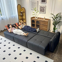 Sofá Cama Eléctrico de Lujo Moderno, Cuero Genuino, Multifuncional, Extensible, Plegable, Convertible, Nuevo Modelo para Sala de Estar