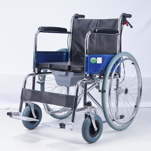 Manual Wheelchair With Toilet Seat Steel <b>Frame</b> For Elderly And Disabled Users - Product Image 1