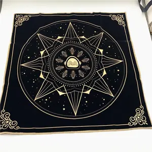 Sunak Divination Tarot kart masası bez, kalın kadife kumaş üçlü ay Pentagram Tarot bez