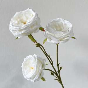 زهور اصطناعية وردية ساطعة للزفاف، 3 رؤوس من زهور أوستن الحريرية المصنوعة يدويًا، مناسبة للعودة إلى المدرسة وعيد الأم، متوفرة بالجملة - Product Image 4