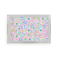 CARREAU DE MAHJONG ROSE PLATEAU DE SERVICE EN ACRYLIQUE Mahj Carreaux Organisateur de jeu Table Jeu Nuit Rassemblement Décoration