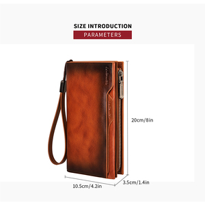 Portafoglio Lungo da <span class=keywords><strong>Uomo</strong></span> in Vera Pelle di Vacchetta di Alta Qualità Stile Retrò Marca Banianu Leather Factory di Guangzhou Vendita all'Ingrosso - Product Image 5