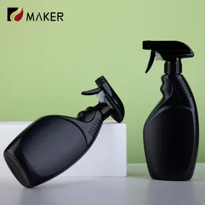 Plástico redondo mate negro vacío personalizado HDPE cocina aceite limpiador alcohol químicos Mini gatillo rociador niebla fina botella de Spray