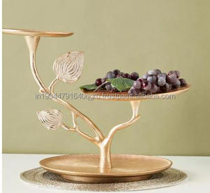 Customized Color <b>Tree</b> Shaped 2 Tier Cake Stand With Golden Finishing Home Decor <b>Tabletop</b> Accessories - Product Image 4
