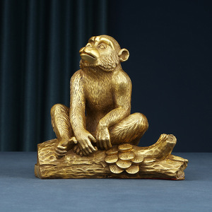 Brass Monkey Figurine Copper Craft <b>Desk</b> Decor Home Office Gift Opening Ceremony - Product Image 3