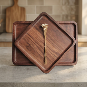 Real Acacia <b>Wood</b> Eco Friendly Handmade Coffee Tray Durable Polished Finish Dishwasher Microwave Safe Serving Snacks <b>Biscuits</b> - Product Image 1