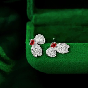 Pendientes de Mariposa con Diamantes y Rubíes en Oro Blanco de 18K Xinfly para Mujer, Asimétricos, Elegantes, Joyería Fina, Listos para Enviar - Product Image 1