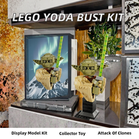 Figura de Bloques de Construcción del Maestro Jedi Alienígena, Modelo de Ladrillo Verde con Soporte de Exhibición para Espada Láser, Regalo Coleccionable DIY