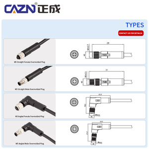 원형 센서 M5 4 핀 암 커넥터 오버 성형 직각 Pur 케이블로 방수 IP67 자동화 신호 용 - Product Image 1