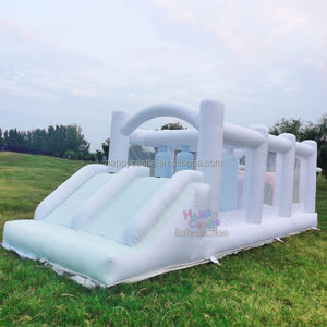Casa <span class=keywords><strong>de</strong></span> Brinco Inflable con Obstáculos, Tobogán y Túneles en Colores Pastel, Lista para Enviar, MOQ Bajo <span class=keywords><strong>de</strong></span> Fábrica, Diversión Extrema para Fiestas Infantiles - Product Image 2