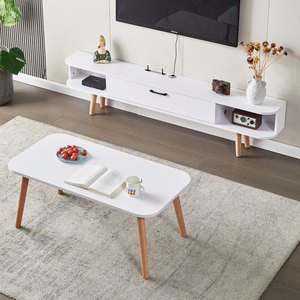 Ensemble meuble TV et <span class=keywords><strong>table</strong></span> basse en panneaux <span class=keywords><strong>de</strong></span> particules à prix abordable avec espace <span class=keywords><strong>de</strong></span> rangement pour le salon - Product Image 1