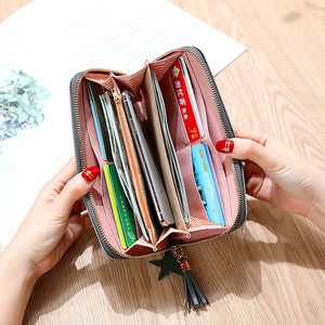 Portefeuille long brodé rose cerise pour femmes, avec emplacements pour cartes et porte-monnaie, pochette multifonctionnelle - Product Image 4