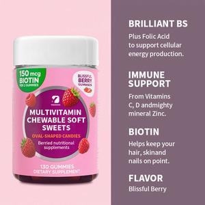 Bonbons mous à croquer <span class=keywords><strong>multivitamin</strong></span>és OEM pour homme et femme Bonbons de forme ovale Suppléments nutritionnels personnalisés aux baies - Product Image 3