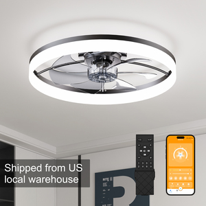 23.6'' Modern Flush Mount <b>Fan</b> Lamp, 6 <b>Fan</b> Speeds, Dimmable Brightness, 3000K-6500K Color Temperature for bedroom living room - Product Image 5