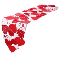OWENIE décoration de la maison saint-valentin, fleur d'amour, drapeau de table rouge, chemin de table brodé