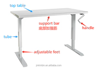 Table de travail ergonomique en acier inoxydable 304 à un seul niveau avec poignée à manivelle réglable en hauteur