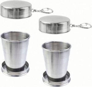 Tasse de voyage télescopique pour le camping, tasse pliable pour la randonnée avec porte-clés, en acier inoxydable portable, vente chaude, 3 tailles, tasses et soucoupes de luxe - Product Image 1