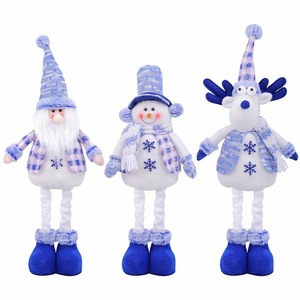 Décoration de Noël : Père Noël bleu, rennes, sapin de Noël, bonhomme de neige, poupée bébé créative extensible en fourrure, support en tissu - Product Image 2